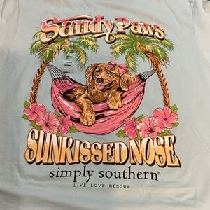 Simply Southern Aqua Sandy Paws Sun-Kissed Nose Dog Shirt Sz M